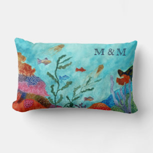 Ocean Zee Life Underwater Coral Reef Monogram Kussen