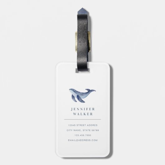 Ocean Zee Life Whale Bagagelabel (Achterkant verticaal)