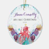 Ocean Zee Octopus Baby 1e Kerstmis Keramisch Ornament (Links)