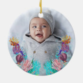 Ocean Zee Octopus Baby 1e Kerstmis Keramisch Ornament (Achterkant)