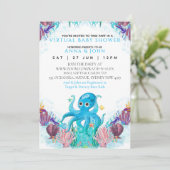 Ocean Zee Octopus Colorful Virtual Baby shower I Kaart (Staand voorkant)