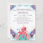 Ocean Zee Octopus kleurrijk Virtueel Baby shower Kaart (Voorkant)