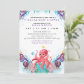 Ocean Zee Octopus kleurrijk Virtueel Baby shower Kaart (Staand voorkant)