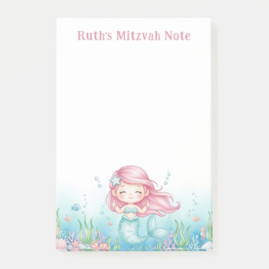 Ocean Zee Onderwater Zeemeermin Gepersonaliseerde  Post-it® Notes (Voorkant)