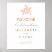 Ocean Zee Schildpad, Zacht Koraal Strand Bruiloft  Poster (Voorkant)