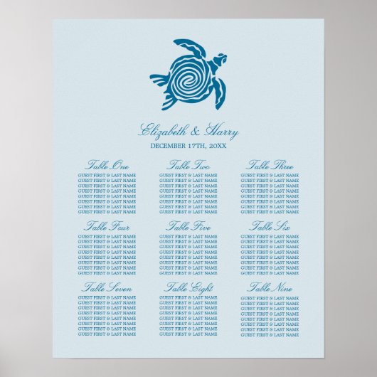 Ocean Zee Schildpad, Zee Blue Beach Zitkaart Poster (Voorkant)