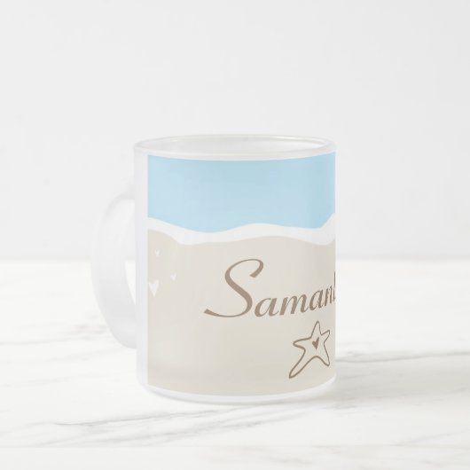 Ocean Zee Shell Water Frosted Glass Coffee Mok Cup (Voorkant links)