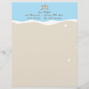 Ocean Zee Shell Water Sand Letterhead Stationery Briefhoofd Sjabloon