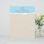 Ocean Zee Shell Water Sand Letterhead Stationery Briefhoofd Sjabloon (Staand voorkant)