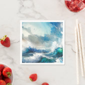 Ocean Zee Spetterende Aquarel Golven Verjaardagsfe Servet (Insitu)