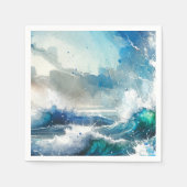 Ocean Zee Splash Waterverf Waves Verjaardagsfeest Servet (Voorkant)