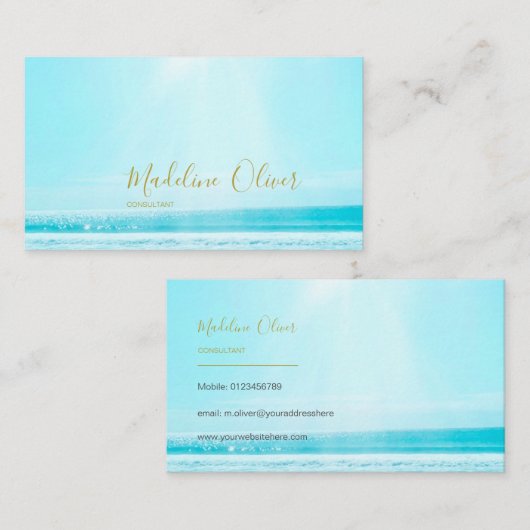 Ocean Zee Travel Blue Gold Moderne Professional Visitekaartje (Voorkant / Achterkant)