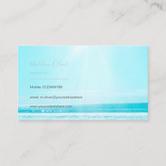 Ocean Zee Travel Blue Silver Moderne Professional Visitekaartje (Achterkant)