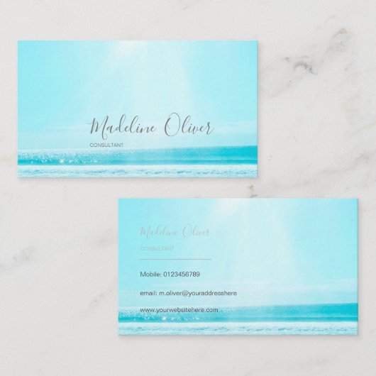 Ocean Zee Travel Blue Silver Moderne Professional Visitekaartje (Voorkant / Achterkant)