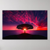 Ocean Zee Tree Paars Sunset Add Name Poster (Voorkant)