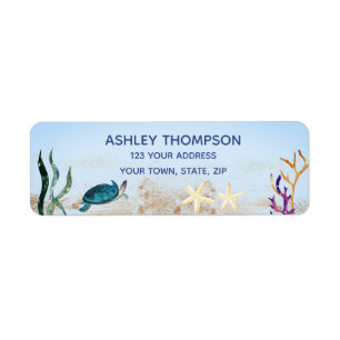 Ocean Zee Turtle Blue Boys Starfish Adres Etiket