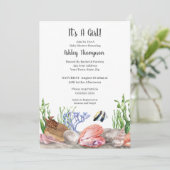 Ocean Zee Turtle Girls Baby shower Invitation Kaart (Staand voorkant)