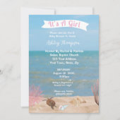 Ocean Zee Turtle Girls Baby shower Invitation Kaart (Voorkant)