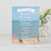 Ocean Zee Turtle Girls Baby shower Invitation Kaart (Staand voorkant)