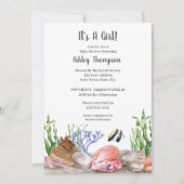 Ocean Zee Turtle Girls Baby shower Invitation Kaart (Voorkant)