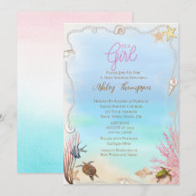 Ocean Zee Turtle Girls Baby shower Invitation