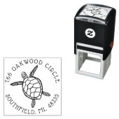 Ocean Zee Turtle Illustration Custom Address Zelfinktende Stempel (In situ)