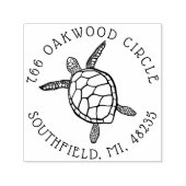 Ocean Zee Turtle Illustration Custom Address Zelfinktende Stempel (Design)