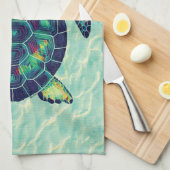 Ocean Zee Turtle Mosaic Water Ripple Art Theedoek (Quarter Fold)