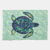 Ocean Zee Turtle Mosaic Water Ripple Art Theedoek (Horizontaal)