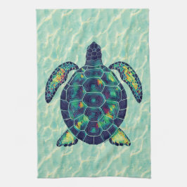 Ocean Zee Turtle Mosaic Water Ripple Art Theedoek