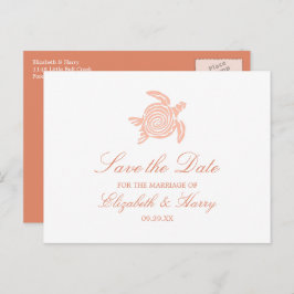 Ocean Zee Turtle, Soft Coral Beach Wedding Aankondigingskaart
