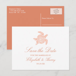 Ocean Zee Turtle, Soft Coral Beach Wedding Aankondigingskaart