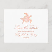 Ocean Zee Turtle, Soft Coral Beach Wedding Aankondigingskaart (Voorkant)