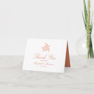 Ocean Zee Turtle, Soft Coral Beach Wedding Bedankkaart