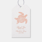 Ocean Zee Turtle, Soft Coral Beach Wedding Cadeaulabel (Voorkant)