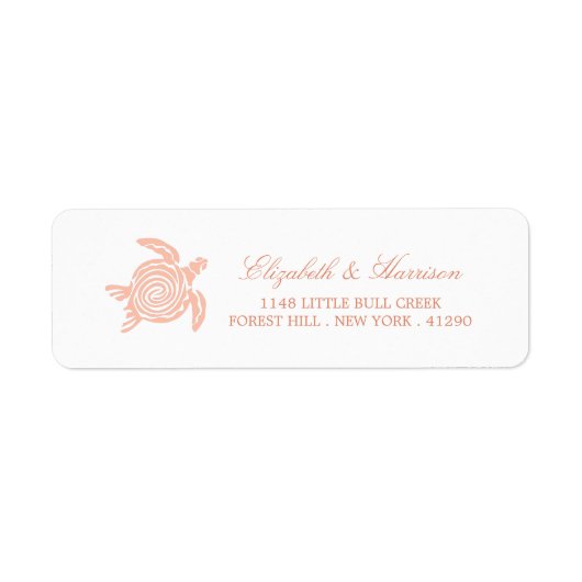 Ocean Zee Turtle, Soft Coral Beach Wedding Etiket (Voorkant)