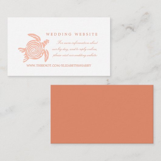 Ocean Zee Turtle, Soft Coral Beach Wedding Informatiekaartje (Voorkant / Achterkant)