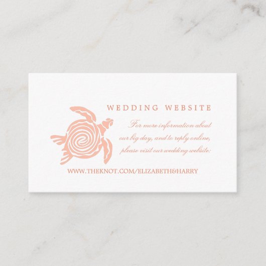 Ocean Zee Turtle, Soft Coral Beach Wedding Informatiekaartje (Voorkant)