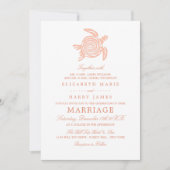Ocean Zee Turtle, Soft Coral Beach Wedding Kaart (Voorkant)