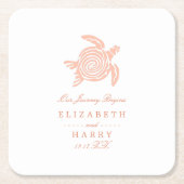 Ocean Zee Turtle, Soft Coral Beach Wedding Kartonnen Onderzetters (Voorkant)