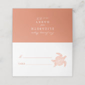 Ocean Zee Turtle, Soft Coral Beach Wedding Plaatskaartje (Buitenkant ongevouwen)