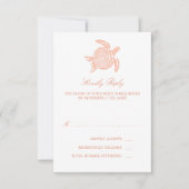 Ocean Zee Turtle, Soft Coral Beach Wedding RSVP Kaartje (Voorkant)