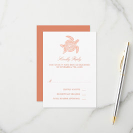 Ocean Zee Turtle, Soft Coral Beach Wedding RSVP Kaartje