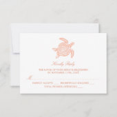 Ocean Zee Turtle, Soft Coral Beach Wedding RSVP Kaartje (Voorkant)