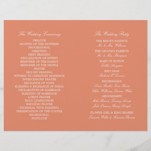 Ocean Zee Turtle, Soft Coral Wedding Programme (Achterkant)