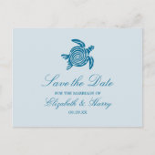 Ocean Zee Turtle, Zee Blue Beach Save the Date Briefkaart (Voorkant)