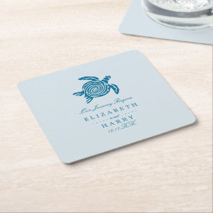 Ocean Zee Turtle, Zee Blue Beach Wedding Kartonnen Onderzetters