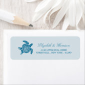 Ocean Zee Turtle, Zee Blue Beach Wedding Labels (Insitu)