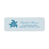 Ocean Zee Turtle, Zee Blue Beach Wedding Labels (Voorkant)