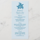 Ocean Zee Turtle, Zee Blue Beach Wedding Menu (Voorkant)